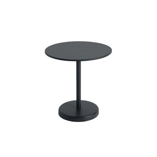 무토 리니어 스틸 라운드 카페 테이블 (아웃도어) - 블랙 (3size)